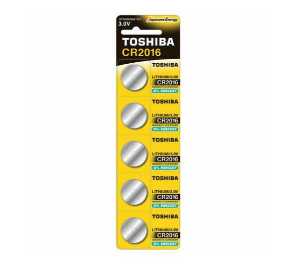 TOSHIBA Lithium Battery CR2016 3V, 5PCS