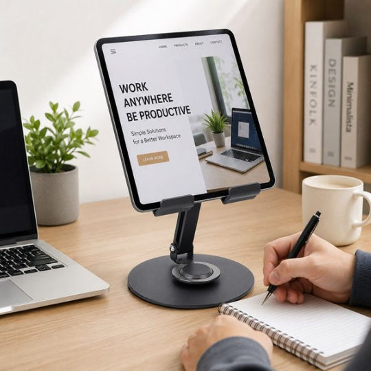 TREQA BC-T47 Folding Desktop Tablet Stand Adjustable Foldable Phone & Tablet Holder Compatible 4.7"-13"