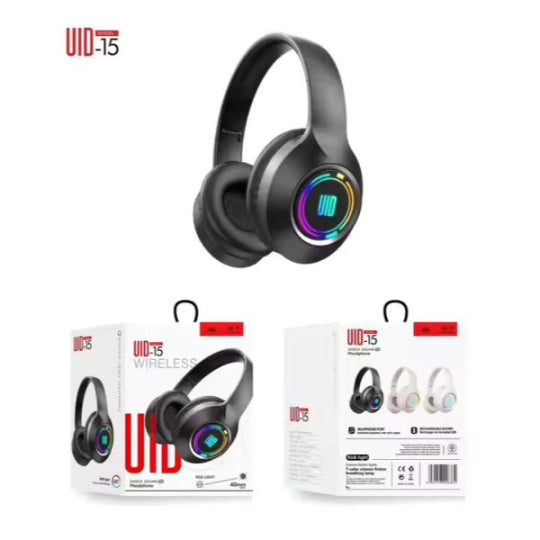 UID-15 RGB Wireless / Wired On-Ear Headphones with RGB Lighting – Black
