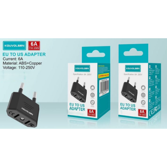KOUVOLSEN KOS-10031 Power Adapter EU to US 6A 250V