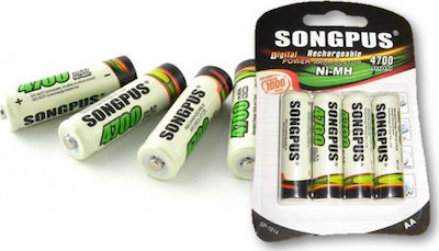 Songpus Rechargeable Batteries AA Ni-MH 4700mAh 1.2V 4pcs