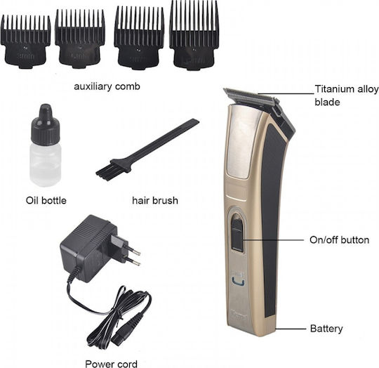 Kemei Rechargeable Hair Clipper Golden KM-5017