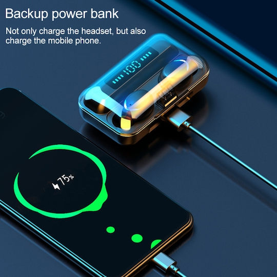 F9-5 In-ear Bluetooth Handsfree Headphones with Sweatproof and Charging Case With Power Bank (Black)