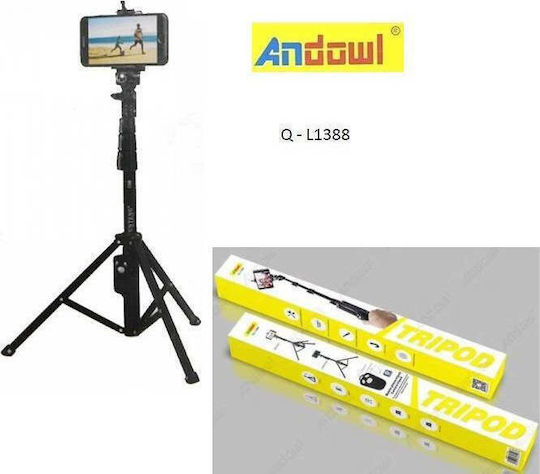Andowl Q-L1388 Selfie Stick Mobile Tripod & Photography Tripod With Bluetooth Black