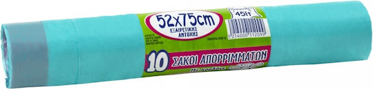 Roll of 10 green plastic garbage bags 52x75cm with drawstring