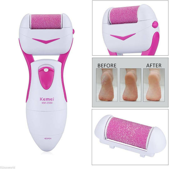 Kemei KM - 2502X New 3 in 1 Portable Electric Lady Foot Callus Remover with 2 Replaceable Heads