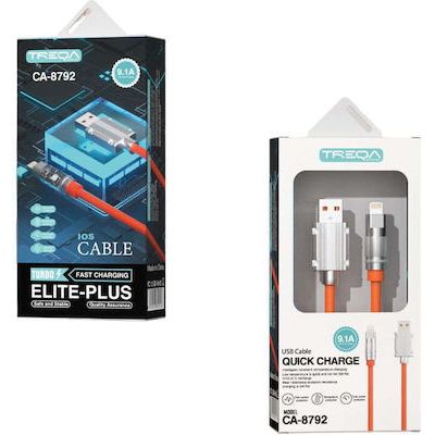 AGC CA-8792 USB-A to Lightning Cable Πορτοκαλί 1m 9.1A