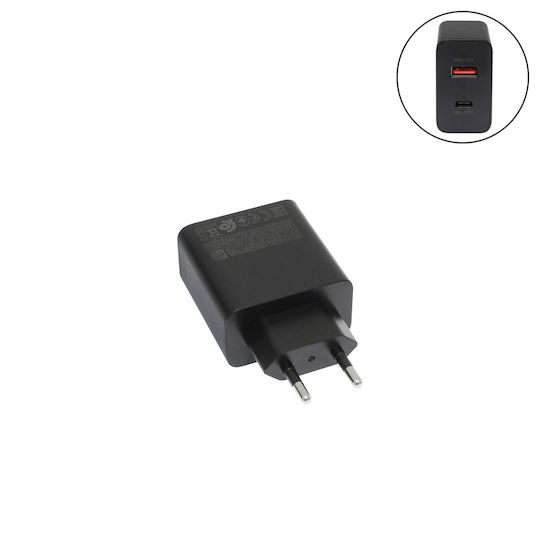 Treqa Charger Adapter with USB-A Port and USB-C Port 35W Black (CH-639)