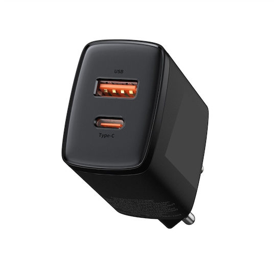 Treqa Charger Adapter with USB-A Port and USB-C Port 35W Black (CH-639)