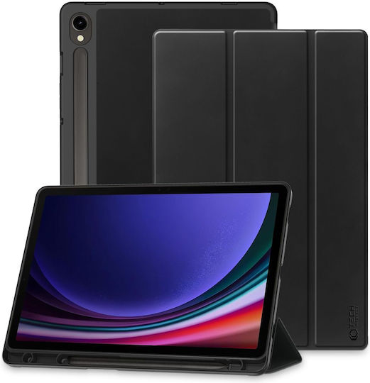 teach Tri-fold Flip Cover Book Case with Pencil Holder For Samsung Galaxy Tab S10 FE / S10 Lite 10.9 (Black)