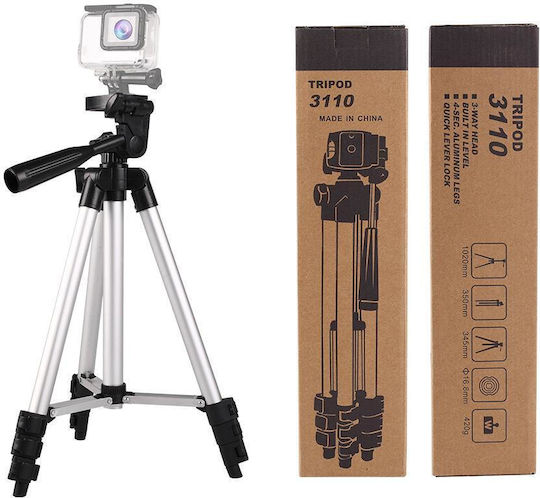 3110 Photography Camera & Mobile Tripod Stand - Silver And Black
