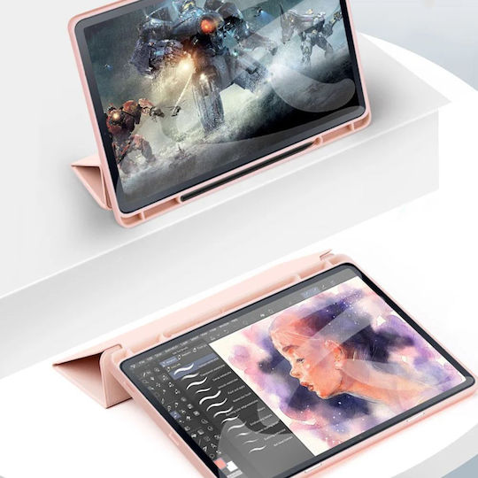 teach Tri-fold Flip Cover Book Case with Pencil Holder For Samsung Galaxy Tab S10 FE / S10 Lite 10.9 (Rose Gold)