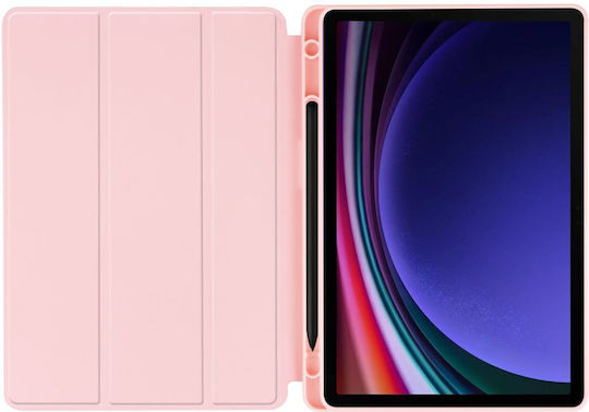 teach Tri-fold Flip Cover Book Case with Pencil Holder For Samsung Galaxy Tab S10 FE / S10 Lite 10.9 (Rose Gold)