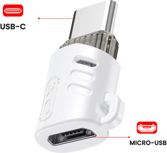 XO Converter USB-C female to micro USB female White 1pc XO-NB256G