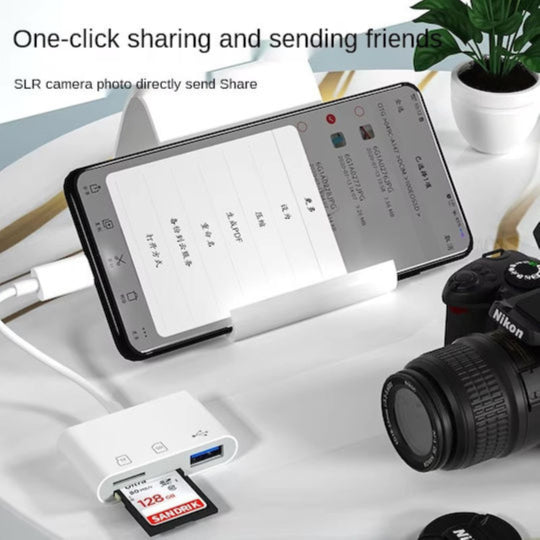 3 In 1 Type C To Usb Card Reader Type-C for SD/microSD White