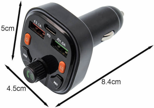 Takemore Car Wireless FM Transmitter Fast Charger 2 USB Ports 1 Type-C 20W VC-48
