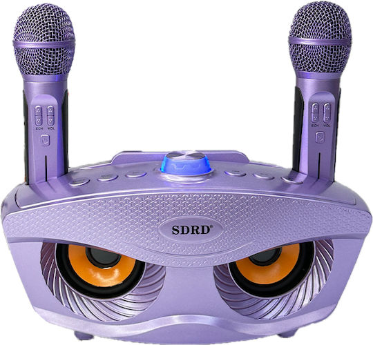 SDRD SD-306S Portable Karaoke Wireless Bluetooth Speaker with 2 Microphones (Purple)