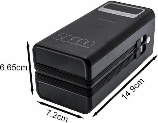 Takemore K-A150 Power Bank 50000mAh 10W with 4 USB-A Ports and USB-C Port Black