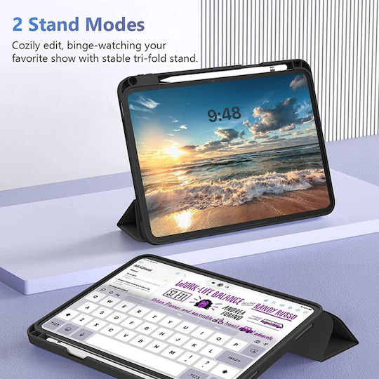 Jteach Slim TPU Black Back Trifold Stand Book Cover Case with Pencil Holder For Xiaomi Pad 7 / Pad 7 Pro 11.2" (Black)