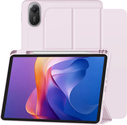 Slim Light Hard Shell Tri-fold Flip Cover Stand Case with Pencil Holder For Xiaomi Pad 5 / 5 Pro (Rose)