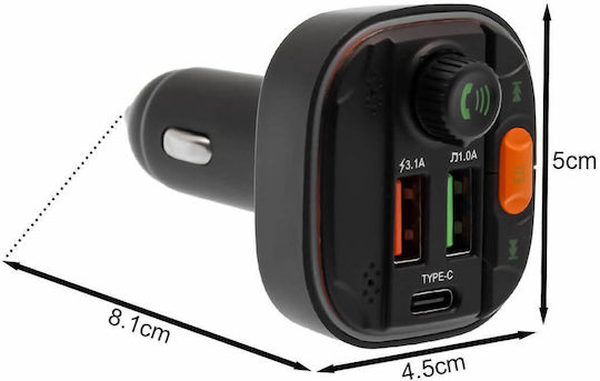 Takemore Car Wireless FM Transmitter Fast Charger 2 USB Ports 1 Type-C 20W VC-48