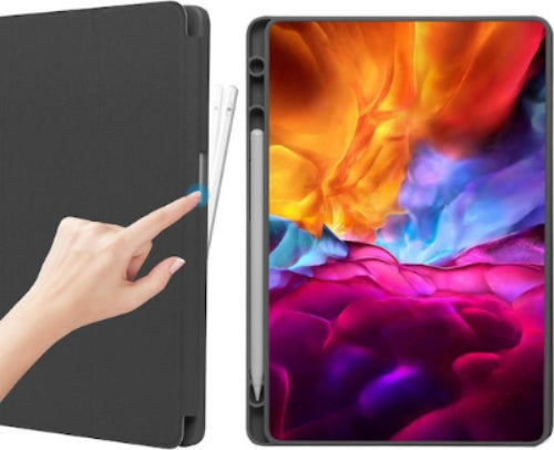 Jteach TPU Back Tri-fold Flip Cover Stand Book Cover Case with Pencil Holder For Samsung Galaxy Tab A11 Plus (Black)