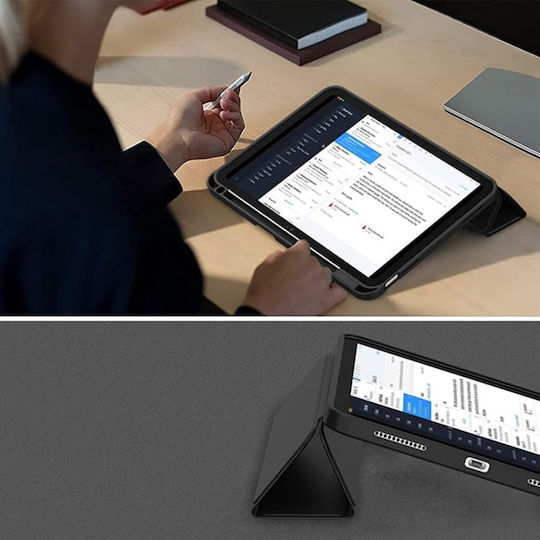 Jteach Slim TPU Back Trifold Stand Tablet Book Cover Case with Pencil Holder for Ipad 10.9" 10th Gen 2022 / Ipad 11 2025 (Black)