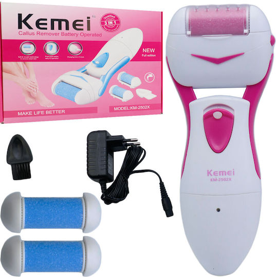 Kemei KM - 2502X New 3 in 1 Portable Electric Lady Foot Callus Remover with 2 Replaceable Heads