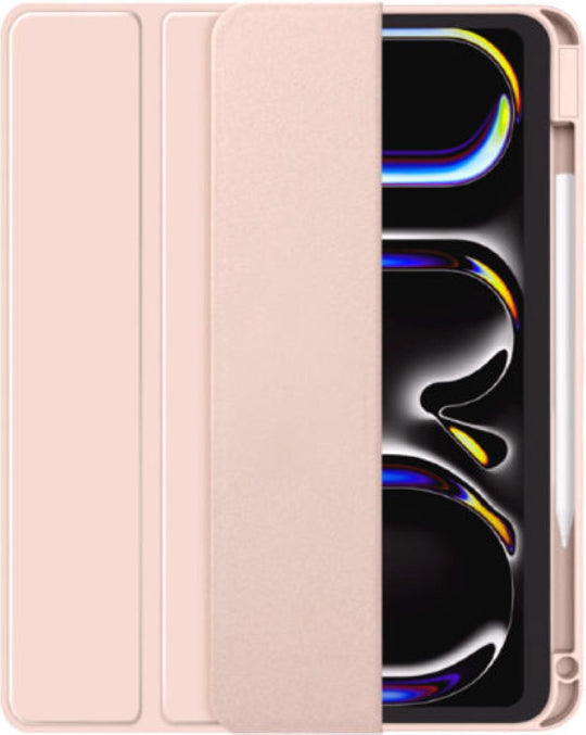 Smart Tri-fold Flip Case with Pencil Holder for iPad Air 11 Inch 2024 2025 2026, M2 M3 M4 Air 2020/2022, Rose Gold